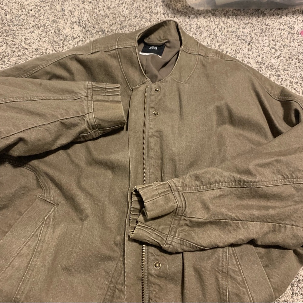 army green thick jeaned jacket